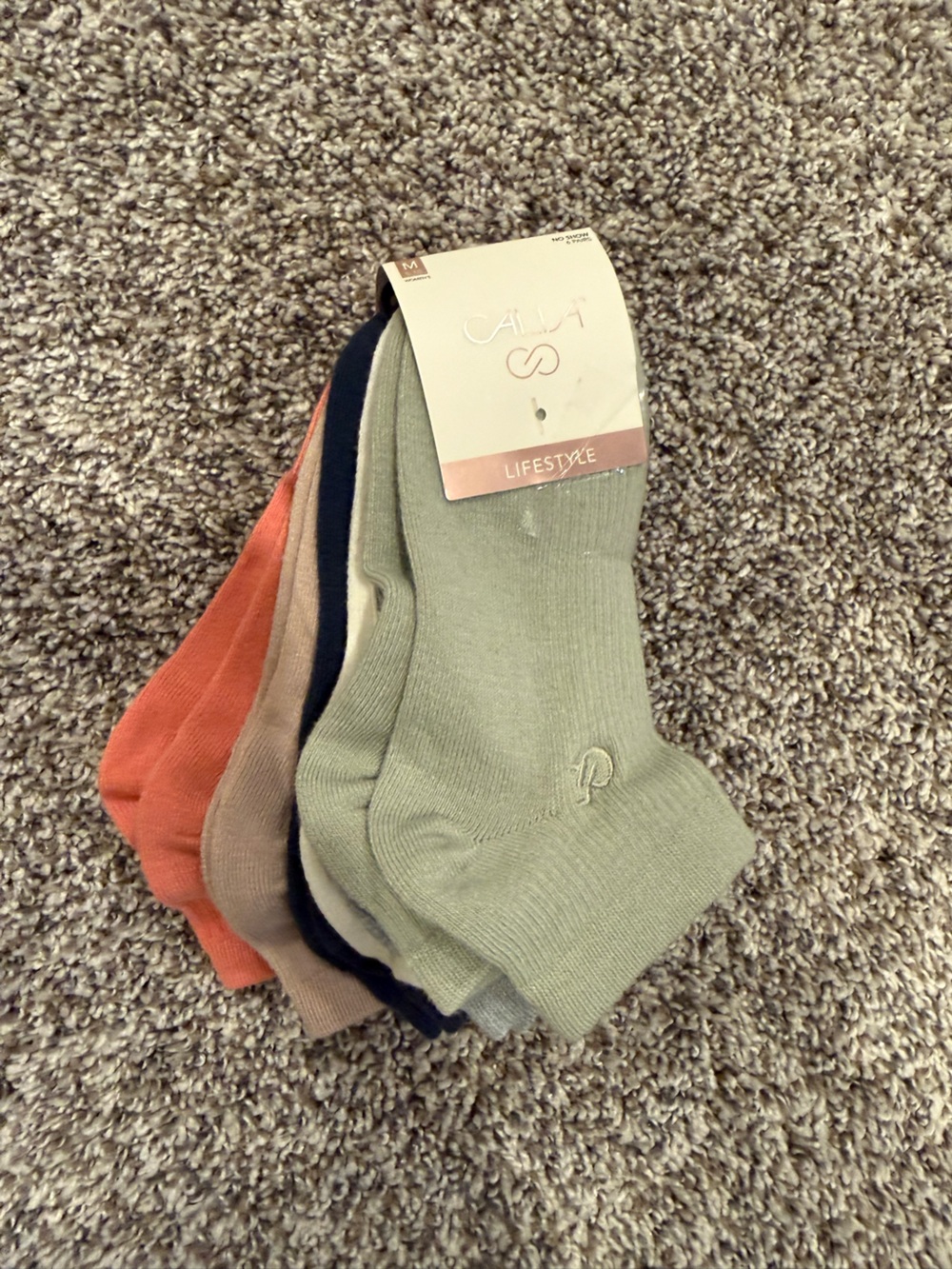 CALIA Women’s No Show Socks 6 Pair Medium Multicolor Lifestyle NWT